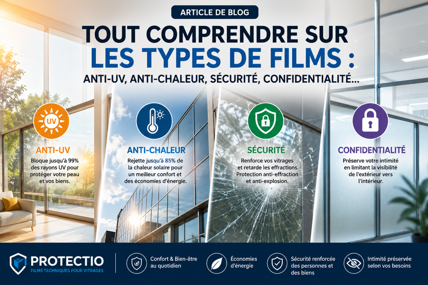 Tout comprendre sur les types de films : anti-UV, anti-chaleur, sécurité, confidentialité…